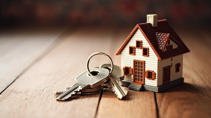 Becoming homeowner. key showing key from new house rented leased purchased apartment . house background
