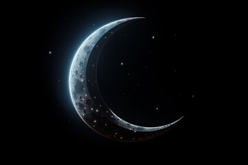 Obraz na płótnie Canvas Half a moon in the night sky with stars.