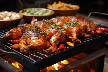 Fototapeta premium grilled chicken with vegetables.