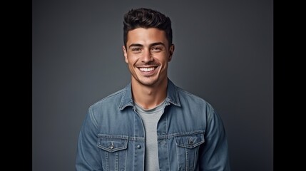 Obraz premium portrait of a handsome man on gray background . generative ai
