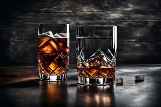 Highball whiskey glass on table