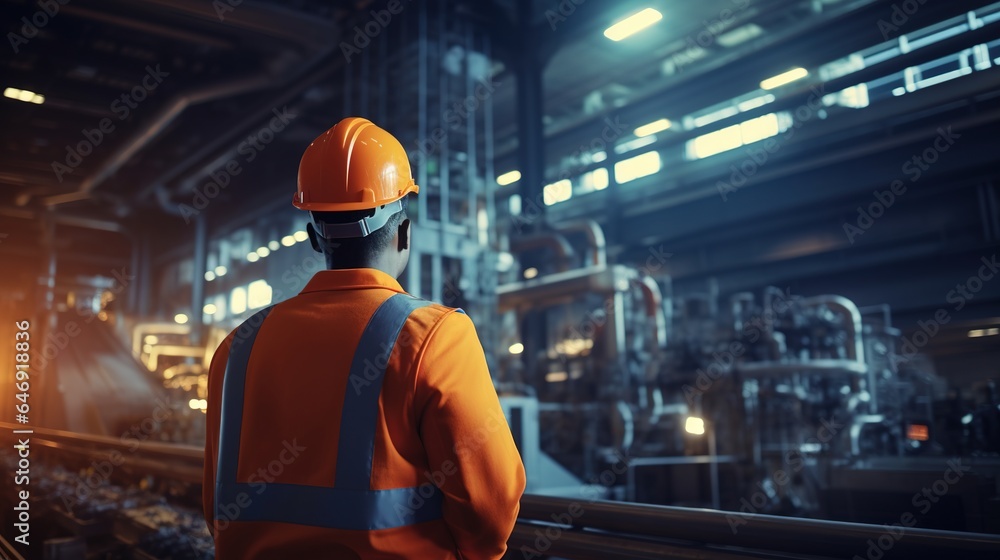 Aufkleber engineering working in a factory. generative ai