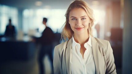 Naklejka premium professional businesswoman smiling in office