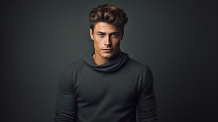 Obraz premium portrait of a handsome man on gray studio background
