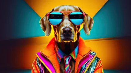 Fototapeten Dog fashion pop art collage style neon bold color © thesweetsheep