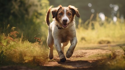 Portrait of a dog, pet play outdoor