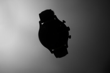 Wrist watch top down view in black and white  