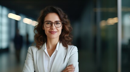 Fototapeta premium portrait of a confident businesswoman in office. generative ai