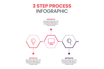 Minimal Business Infographics template. Timeline with 3 steps, options and marketing icons .Vector linear infographic with six circle conected elements. Can be use for presentation
