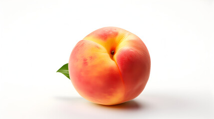 peach with leaves on white background