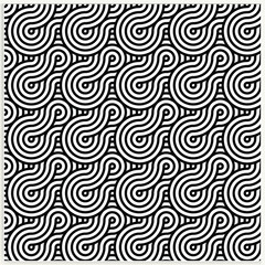 Fototapeta premium Vector seamless pattern with bold striped circles, and waves. Stylish geometric texture.