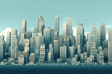 Cityscape with skyscrapers.