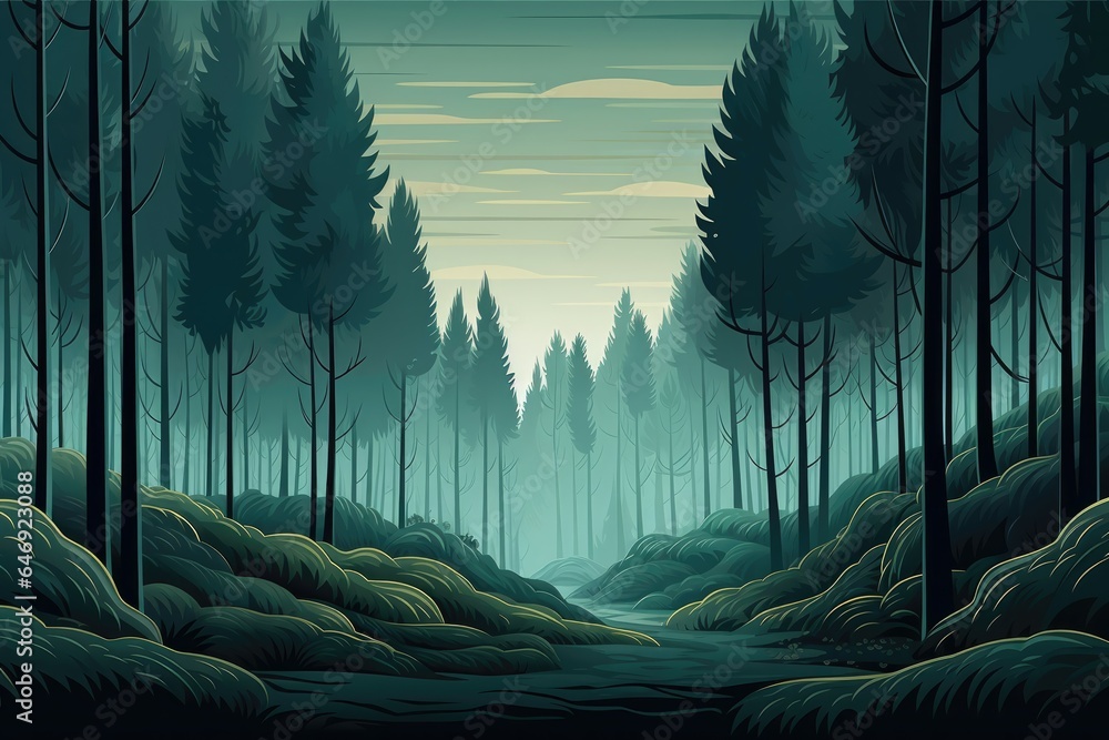 Canvas Prints Dense forest with tall trees.