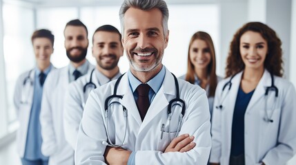 Fototapeta premium portrait of a medical team in hospital. generative ai