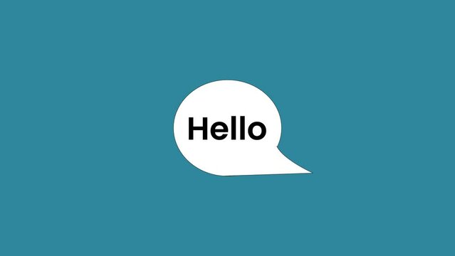 HELLO Tag banner, speech bubble and text typography written "hello" animation background. k1_1080