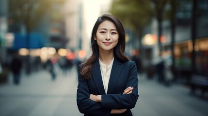 Portrait of a business woman in the city. generative ai