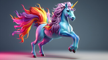 multi color 3d unicorn hourse