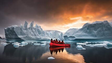 group of scientists on a research expedition in Antarctica. Target Audience: Scientific journals, educational materials, travel magazines, and environmental organizations. - obrazy, fototapety, plakaty