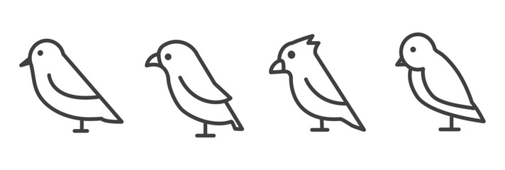 Simple set of birds icon thin line art. Birds vector symbols isolated on white background. Birds icon set, Thin line pictograms.  Birds icon concept drawing icon line in modern style.