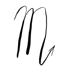 Scorpio zodiac sign, line hand-drawing icon