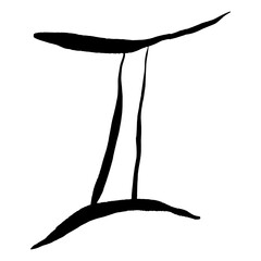 Gemini zodiac sign, line hand-drawing icon