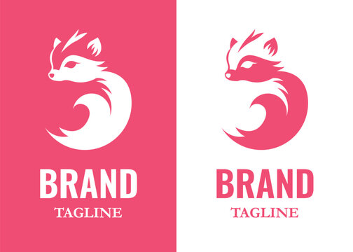 Pink squirrel logo, positive and negative versions, fully editable text