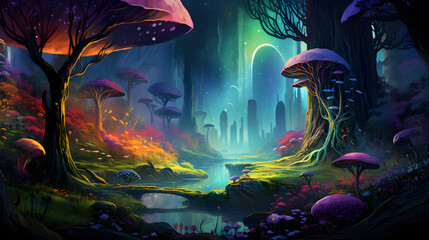 fantasy night landscape