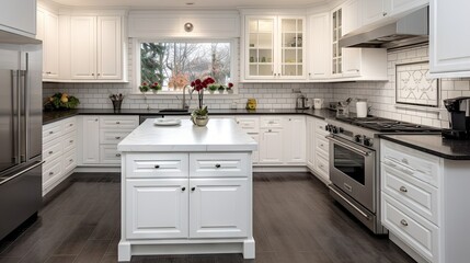 Renovated white kitchen transformation.