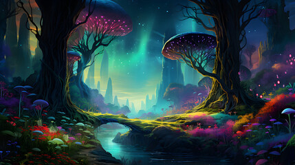 Obraz na płótnie Canvas fantasy night landscape