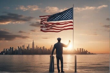 american flag and one hand 