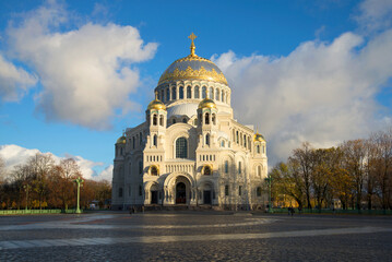 October evening at the old Naval St. Nicholas Cathedral. Kronstadt (Saint Petersburg)