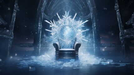 A majestic throne adorned with a stunning snowflake sculpture