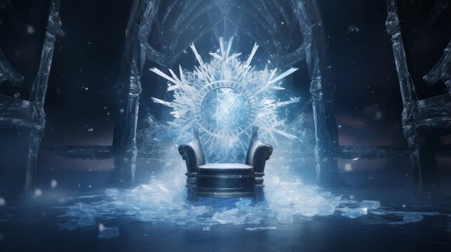 A majestic throne adorned with a stunning snowflake sculpture