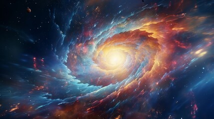 Fototapeta premium A spiral galaxy with stars and planets in the background