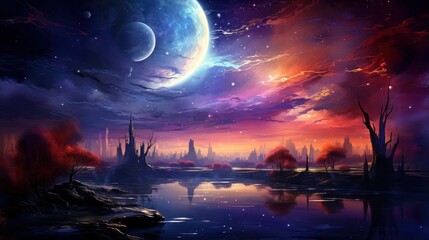 Naklejka premium night mountains by starlight