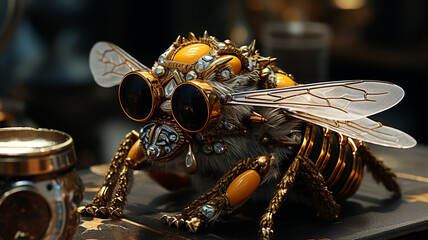 Close-up of a cute and fashionable bee