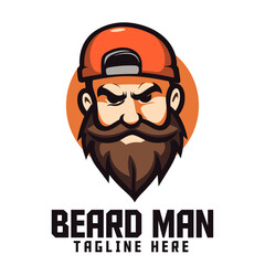 Beard Man Head Mascot Logo for Sports and Esports: A logo featuring a bearded man’s head, perfect for sports teams and Esports organizations.

