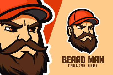 Sport and Esport Bearded Man Head Mascot Logo: A logo featuring a bearded man’s head, perfect for sports teams and Esports organizations.
