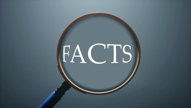 Facts word find by Magnifying Glass Animation background