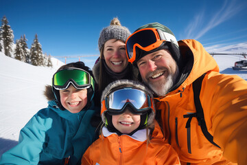 Family on a winter holiday in the Alps.