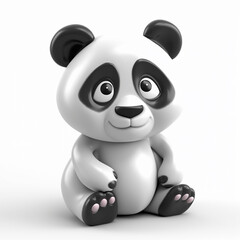 Panda bamboo bear, funny cute 3D illustration on white, unusual avatar, fun toy