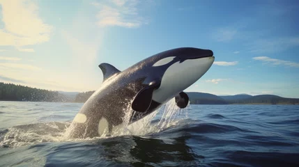 Papier Peint photo Orca breathtaking shot of the Killer Whales in its natural habitat, showing its majestic beauty and strength.