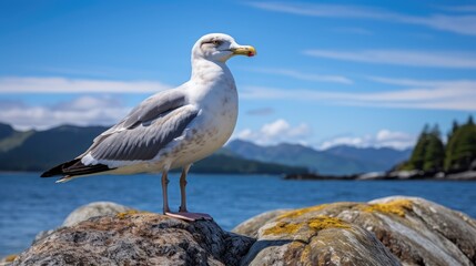 breathtaking shot of a Herring Sea Gull in its natural habitat, showing its majestic beauty and strength.