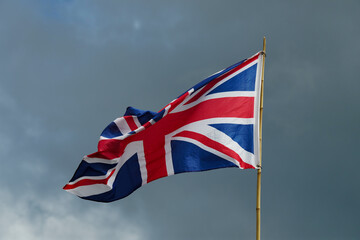English flag,british flag with cloud of storm