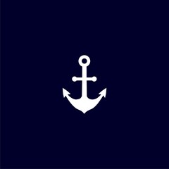 Simple illustration of ship anchor icon for web design isolated on blue background © Jovana