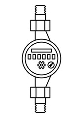 Illustration of water meter. Industrial image of plumbing object.