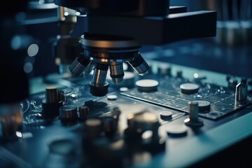 microscope in laboratory. Generative AI