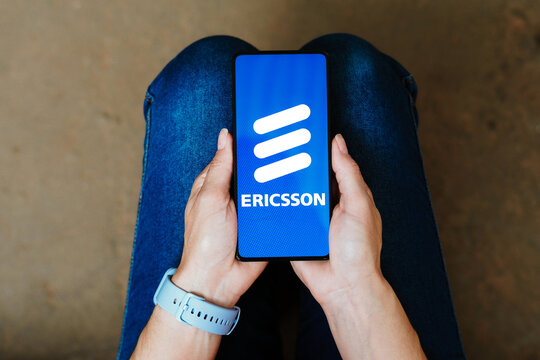 September 12, 2023, Brazil. In this photo illustration, the Ericsson logo is displayed on a smartphone screen.