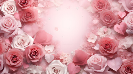 Fototapeta na wymiar pink roses background with space for design