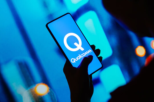 September 12, 2023, Brazil. In this photo illustration, the Qualcomm logo is displayed on a smartphone screen.